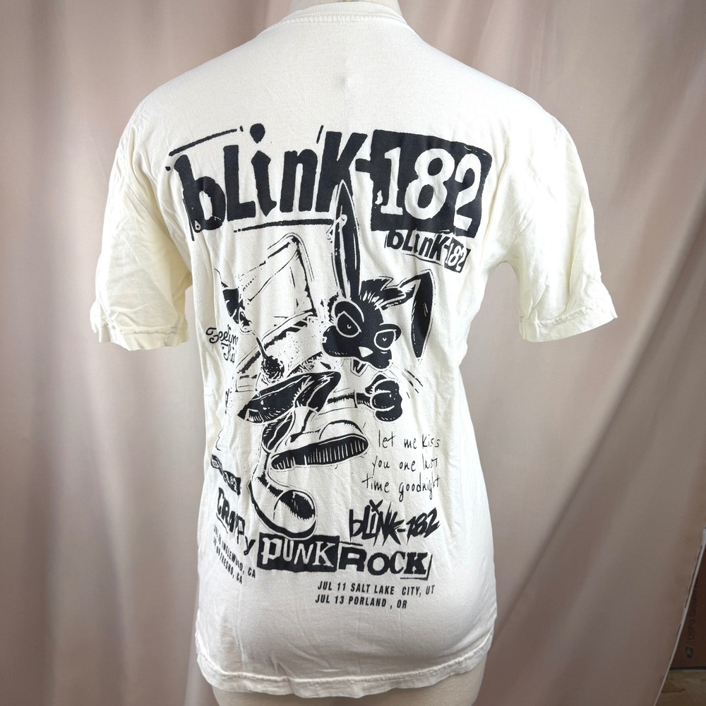 Blink-182|T-Shirt Ivory Mens|S|Emo Punk Skate Y2K Merch Tour Concert Band Loser